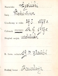 strona 5 legitymacji Zwi�zku by�ych Ochotnik�w A.P.